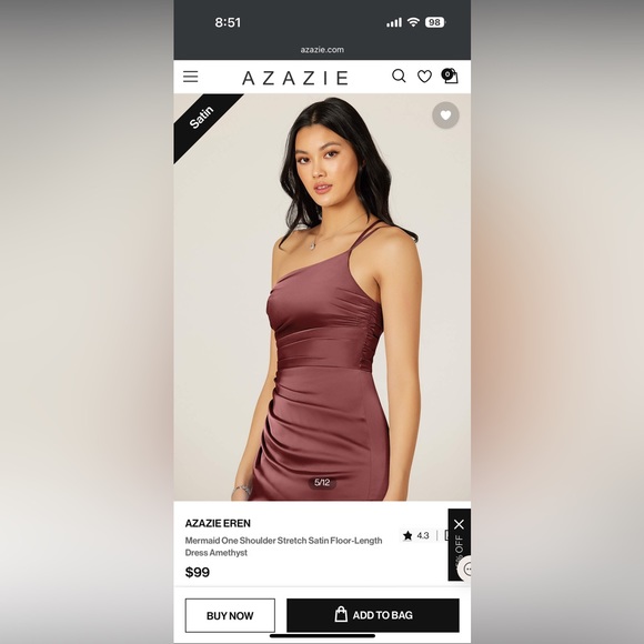 Satin bridesmaids dress dusty rose / mauve - Picture 4 of 6